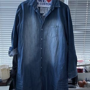 Mary Famous Cotton Denim Long Sleeve Shirtdress M